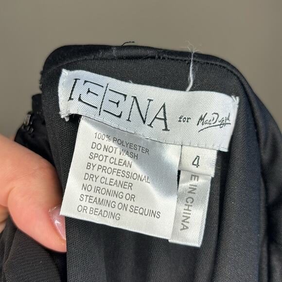 IEENA FOR MAC DUGGAL Black Plunge Neck High Slit Gown Dress Size 4 Formal - Picture 13 of 14